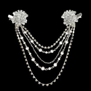 Rhinestone Silver Tone Hair Barrette Clips Bridal Bun Jewelry Formal Wedding